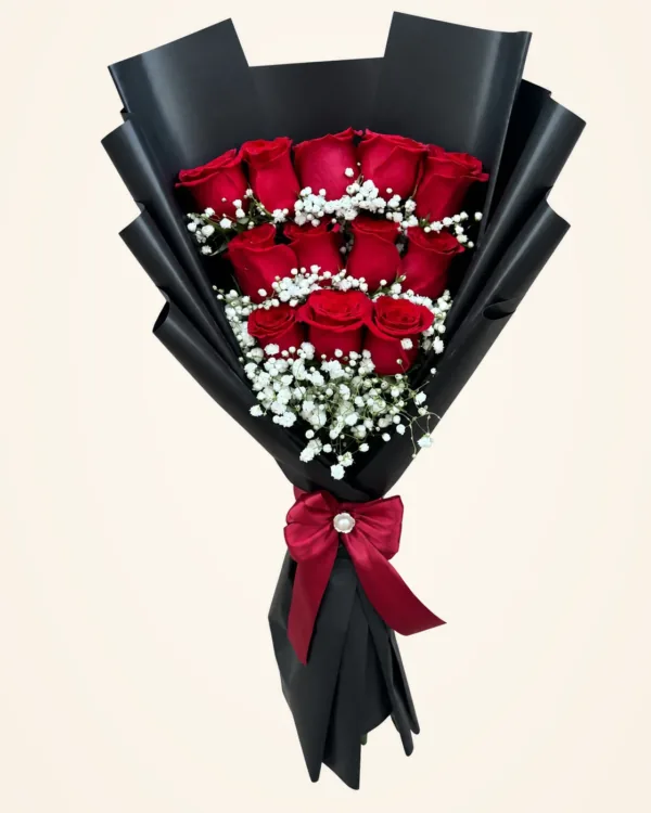 Bouquet de 12 rosas rojas