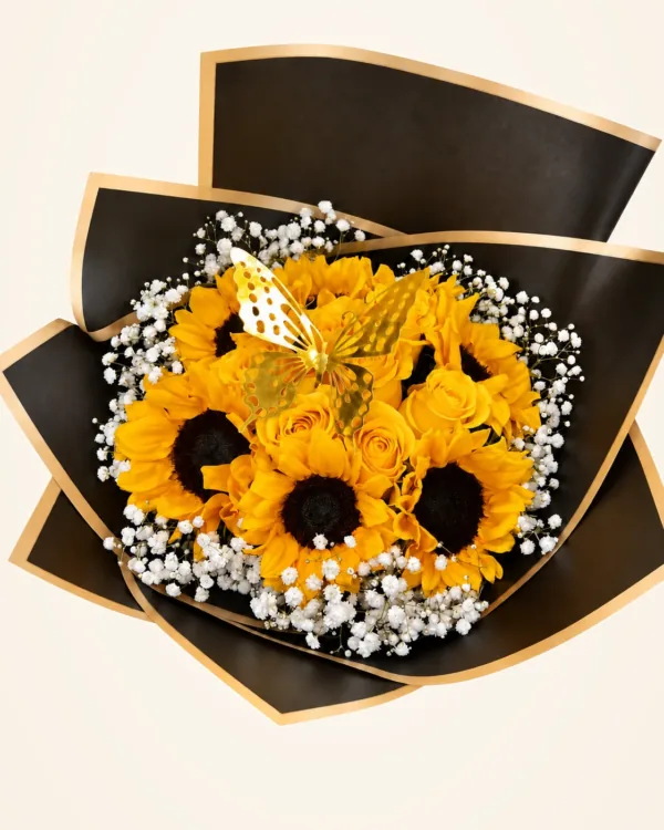 Bouquet de 6 girasoles con rosas amarillas en Pereira