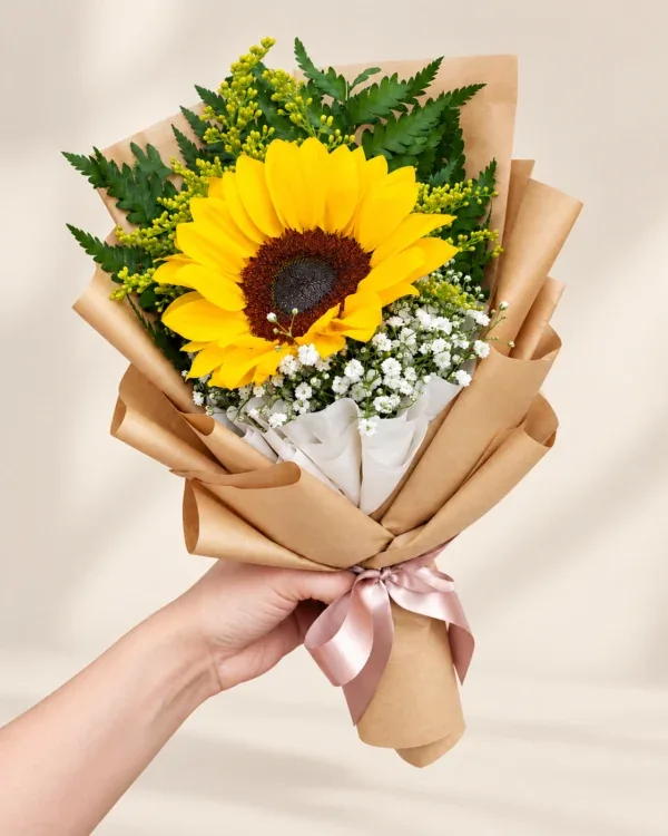 Ramo de 1 girasol en papel kraft en Pereira